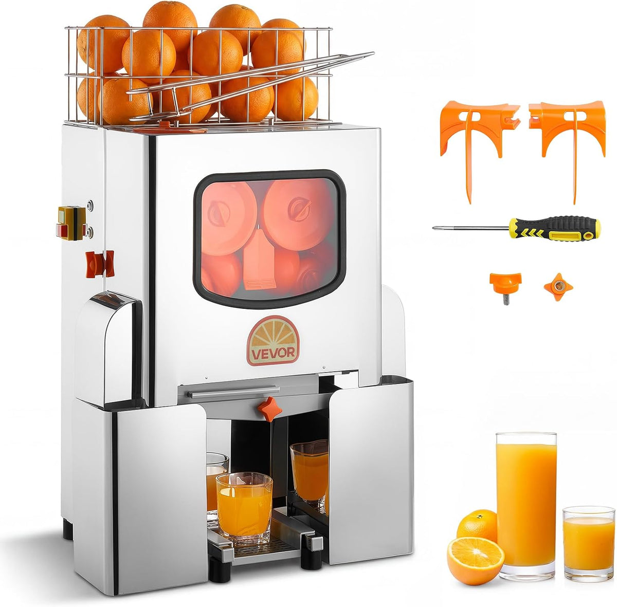VEVOR, Spremiagrumi, 495x340x780 mm, 120 W, 80 mm, Argento, acciaio inox