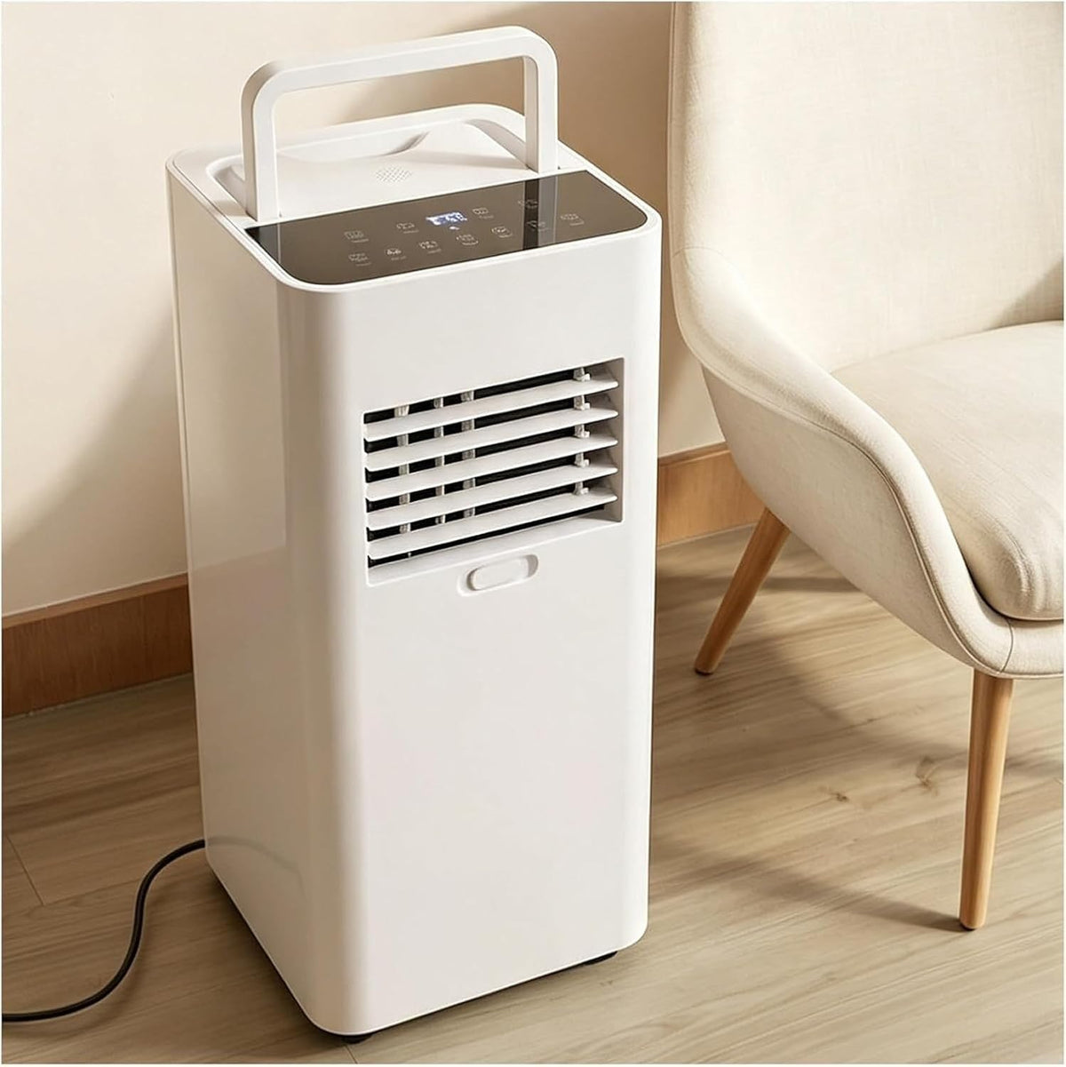 HUANQIN, Condizionatore portatile, 7000 BTU, 25 m, 44x32x65 cm, Bianco, telecomando, timer