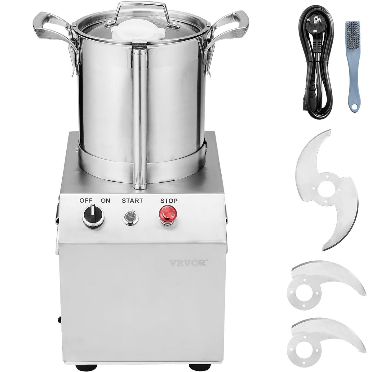 VEVOR, Robot da cucina, 4 Litri, 550 W, 1400 giri/min, Argento, acciaio inox
