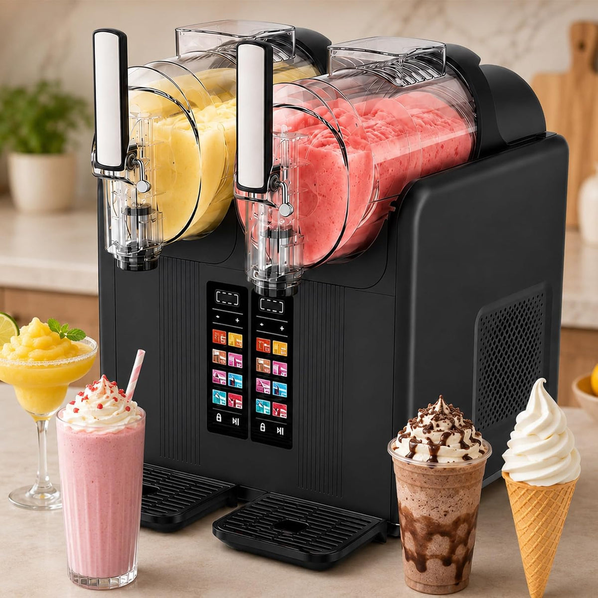 pealiritansemen, Gelatiera, 2 L, 430 W, 16,5 kg, Nero, illuminazione LED, autopulizia