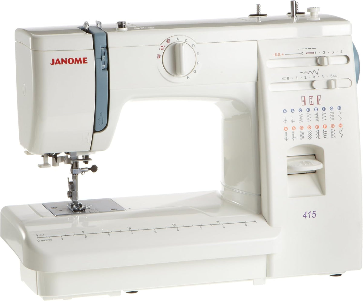 Janome, Macchina da cucire, 5 mm, 4 mm, Nero, alluminio, struttura pieghevole