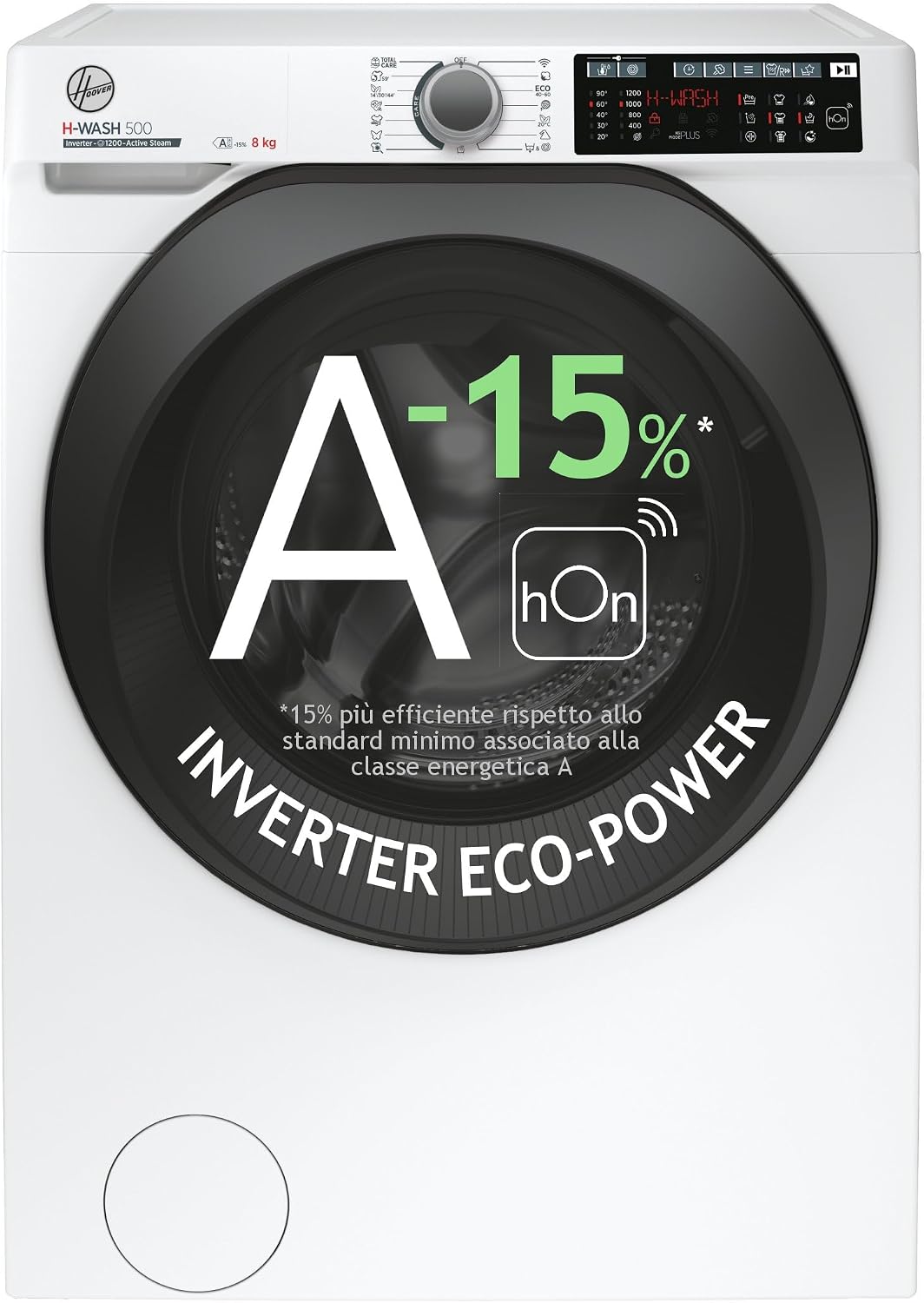 Lavatrice, 28AMC71-S, Hoover, 85x60x53 cm, 8 Kg, Bianco, Wi-Fi, motore inverter