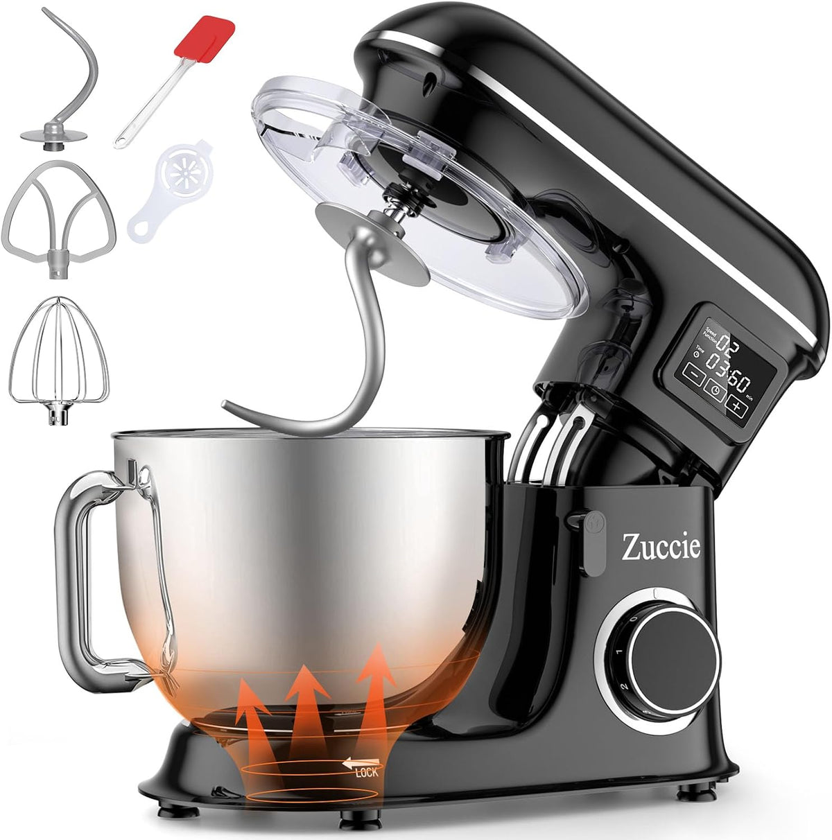 Zuccie, Robot da cucina, 1500 W, 8 L, Nero
