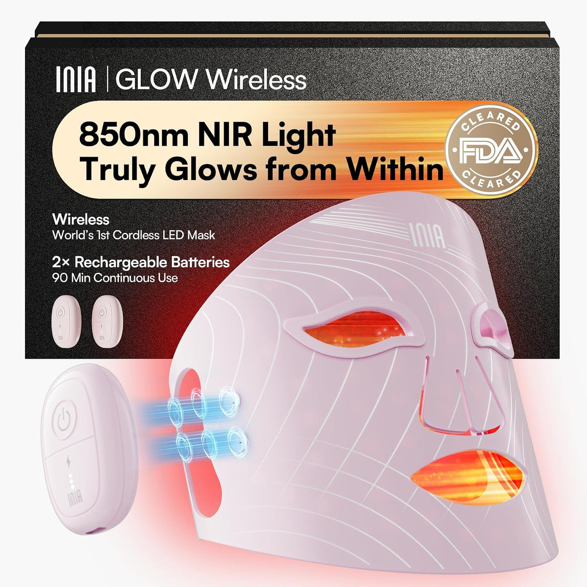 Maschere, INIA, Rosso, illuminazione LED, funzionamento senza fili