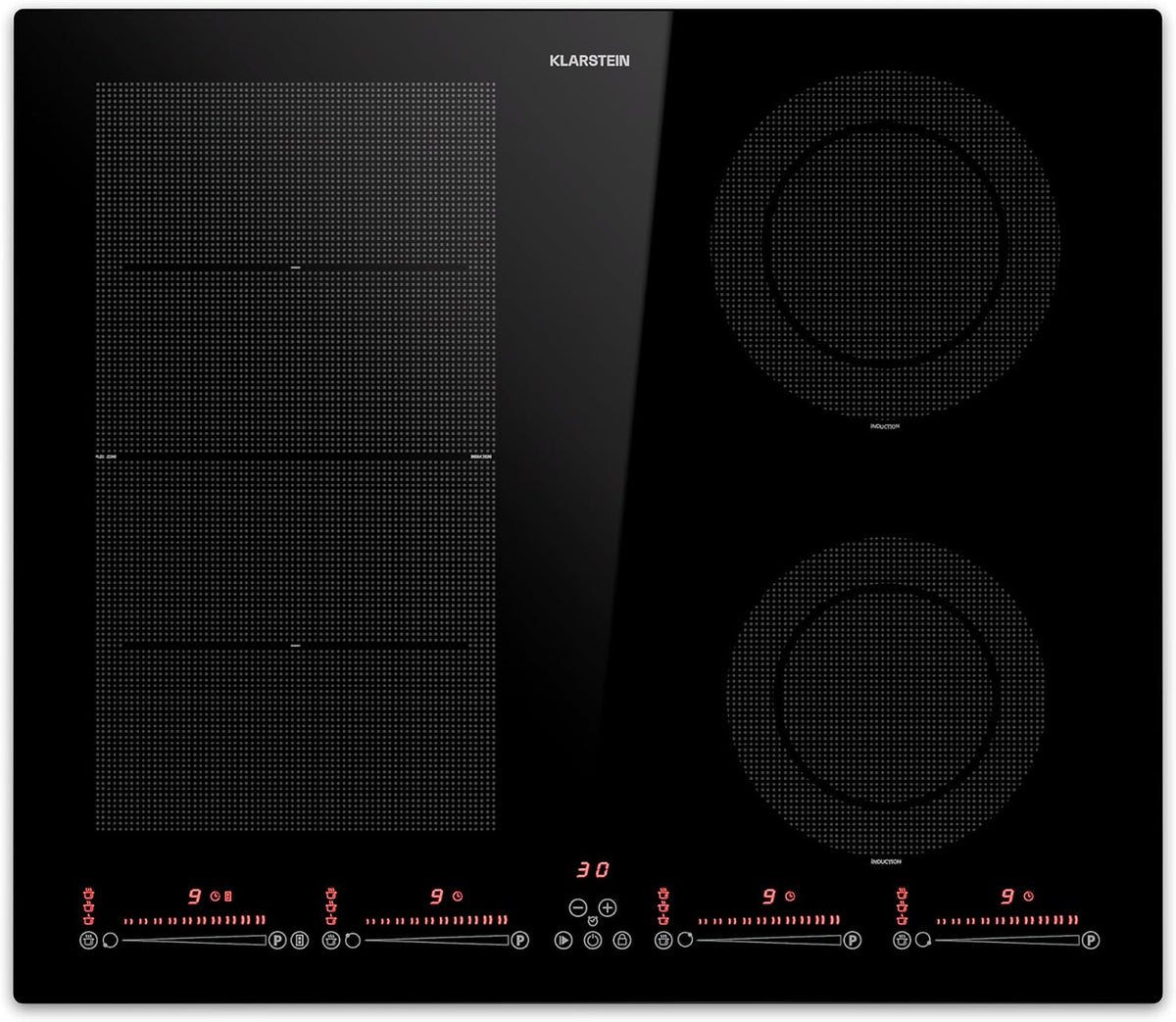 KLARSTEIN, Piano cottura a induzione, 7200 W, 59 x 52 x 6 cm, 8,5 kg, Nero, timer, protezione dal surriscaldamento