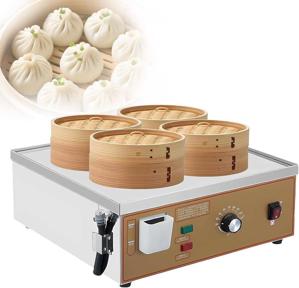 Lunauemaya, Vaporiere elettriche, 48 x 45 x 19 cm, 220 v, 30-110 °C, Argento, acciaio inox, spegnimento automatico, protezione dal surriscaldamento