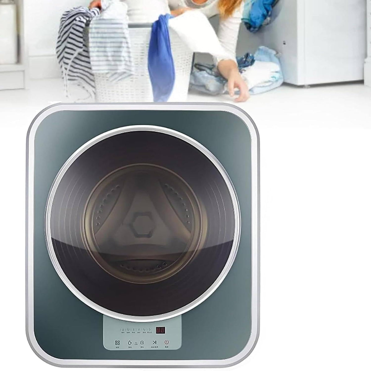 Lavatrice, Memykoy, 3 kg, 605x415x650 mm, 100 W, Bianco, acciaio inox, illuminazione LED, autopulizia, motore inverter