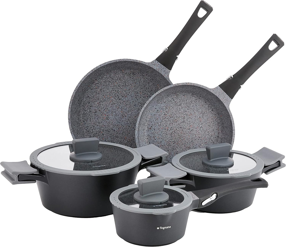 Tognana, Set di pentole, 180°C, 24 cm, 28 cm, Nero, alluminio