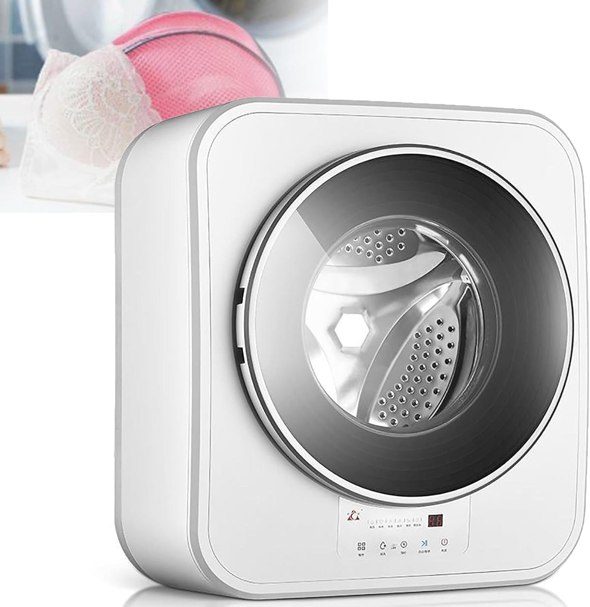 Lavatrice, ZHIXUMM, 3 kg, 24 L, 342 mm, Nero, illuminazione LED