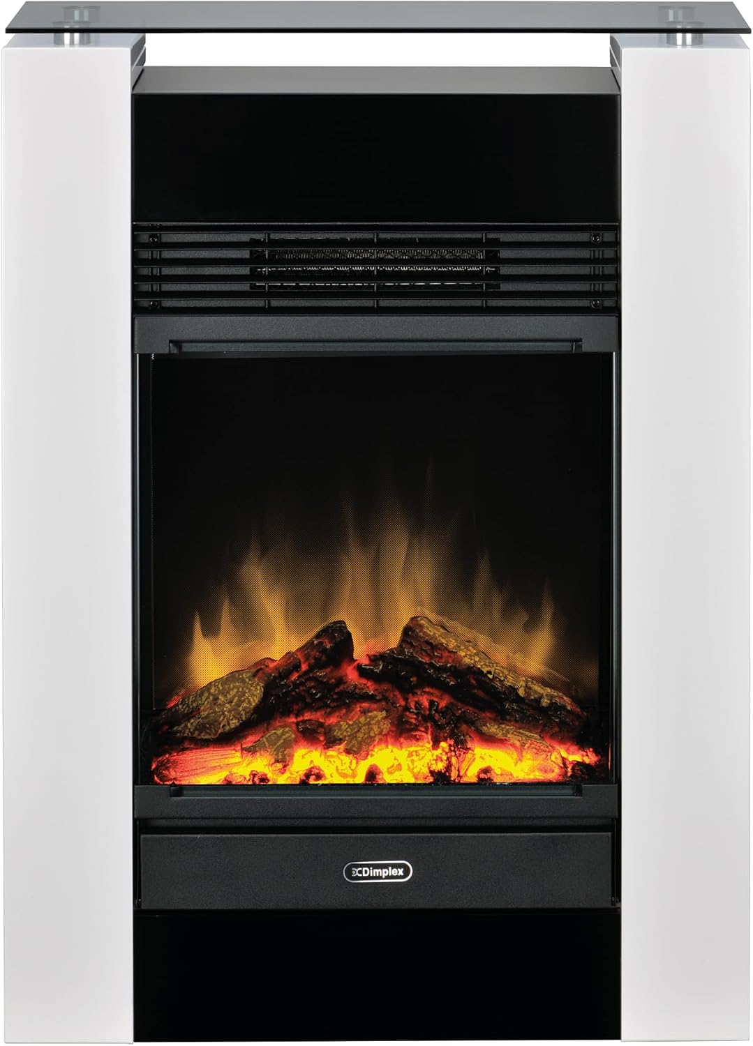 Camino elettrico, Dimplex, 1,5 kW, Bianco, illuminazione LED, telecomando