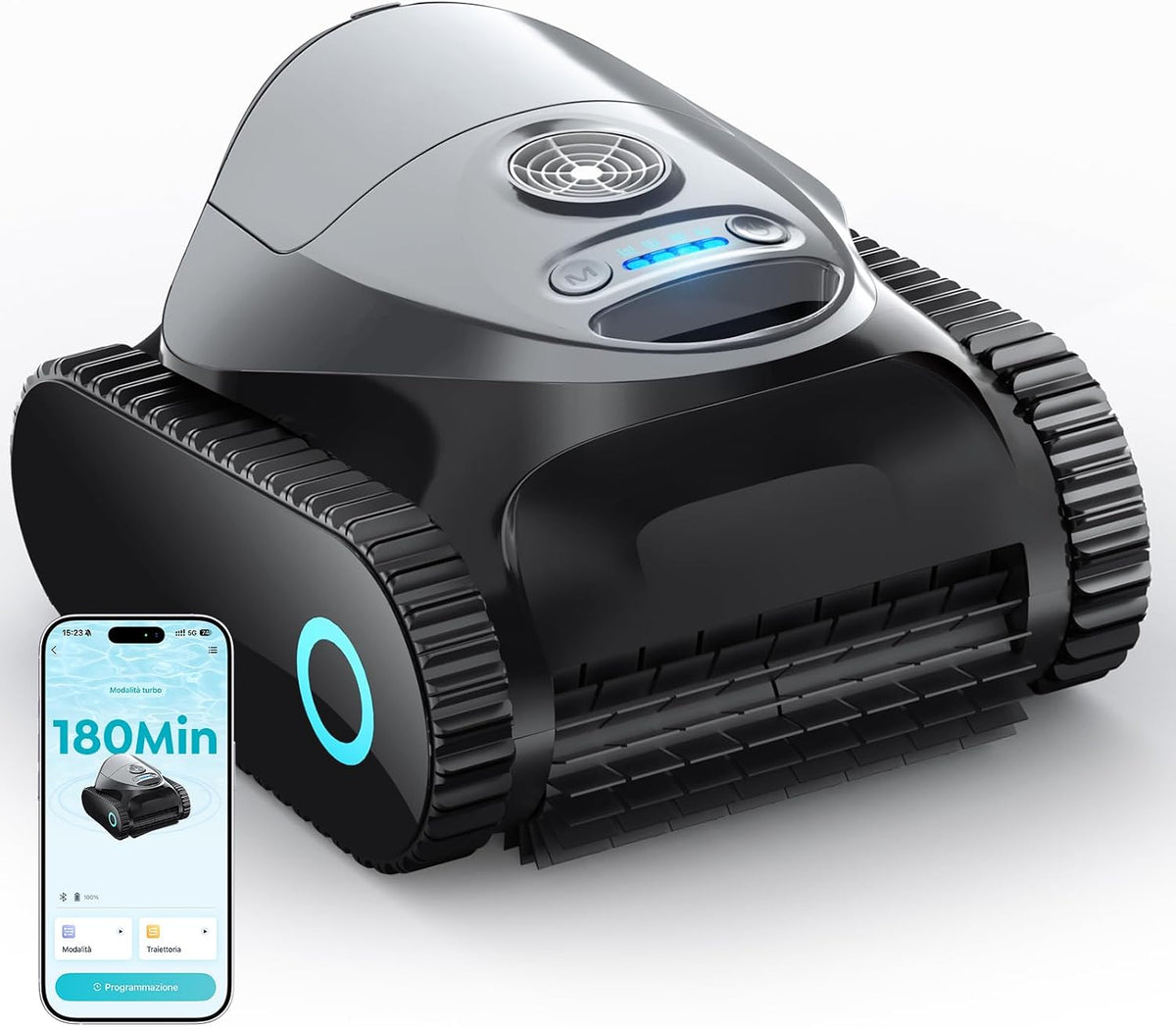 BRINBO, Pulitori automatici, 150 m, 7,8 kg, Grigio, funzionamento senza fili