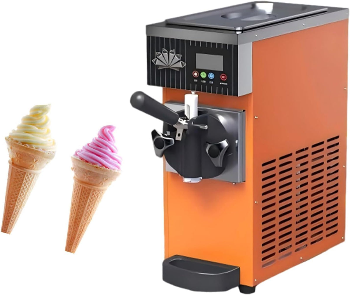 PweKzxt, Gelatiera, 450 W, 5 kg, 3,5 L, Arancione, acciaio inox, illuminazione LED, autopulizia