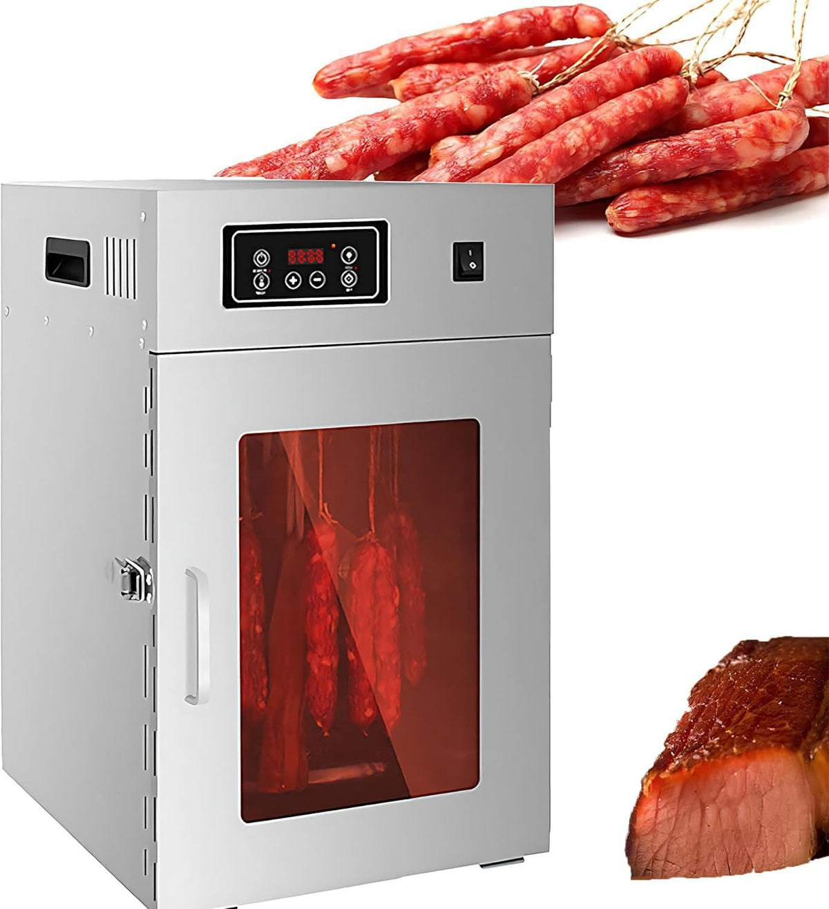 LjlXanthiper, Essiccatori per alimenti, 30-90°c, 34 x 40 x 55 cm, 800 W, Argento, acciaio inox, timer