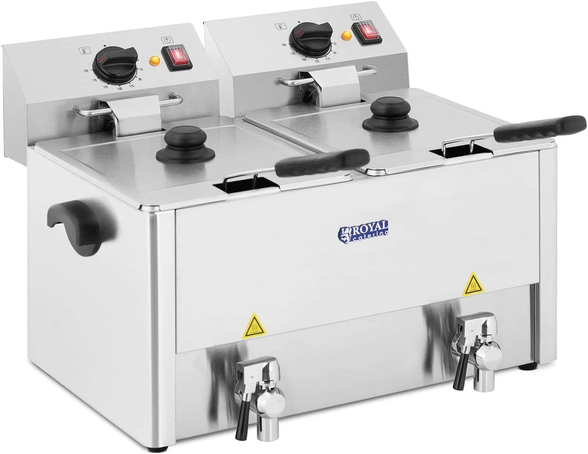 Royal Catering, Friggitrici, 13D-EGO, 13 L, 3250 W, 230 V, Argento, acciaio inox, timer