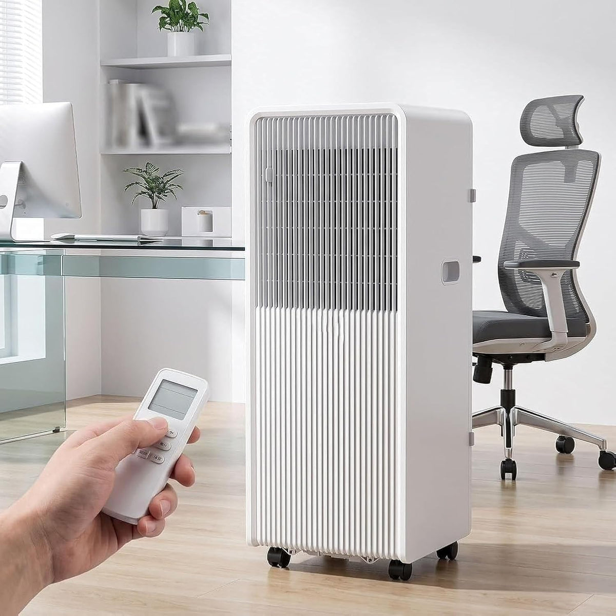 Condizionatore portatile, WOMGKDA, 12000 BTU, 16°C, 23 litri, Bianco, telecomando, timer