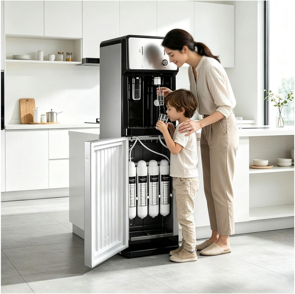 Distributori di acqua calda e fredda, 2 cm, 10°C, Bianco