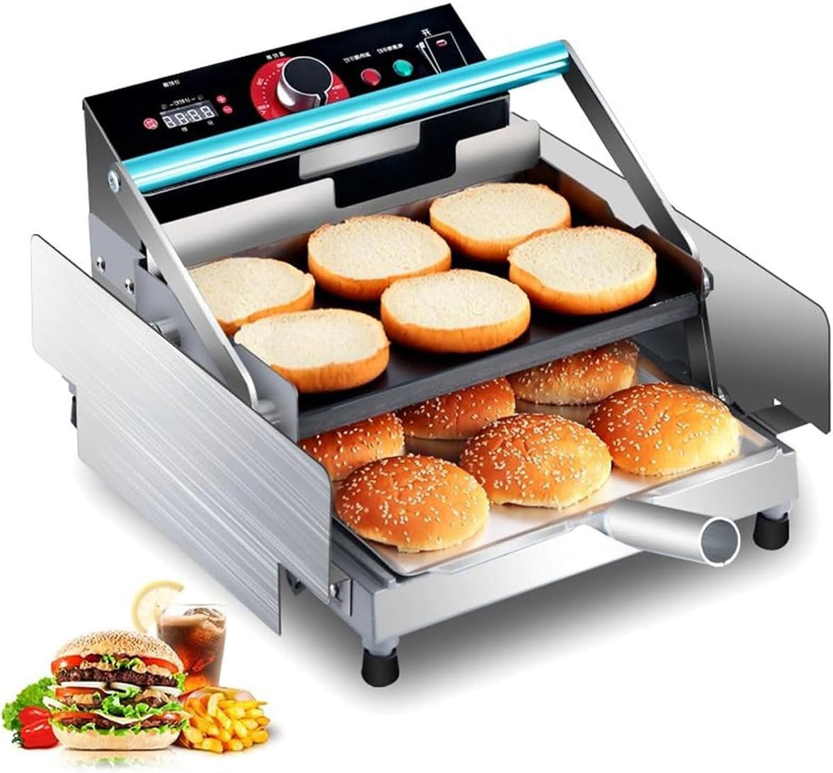QYOEGSQ, Fornetti tostapane, 750 W, 9,92 kg, 260 MM, Nero, timer