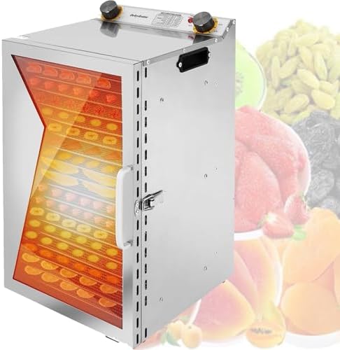 Essiccatori per alimenti, WOTZOV, 28x20 cm, 90 °C, 2,5 cm, Argento, acciaio inox, timer