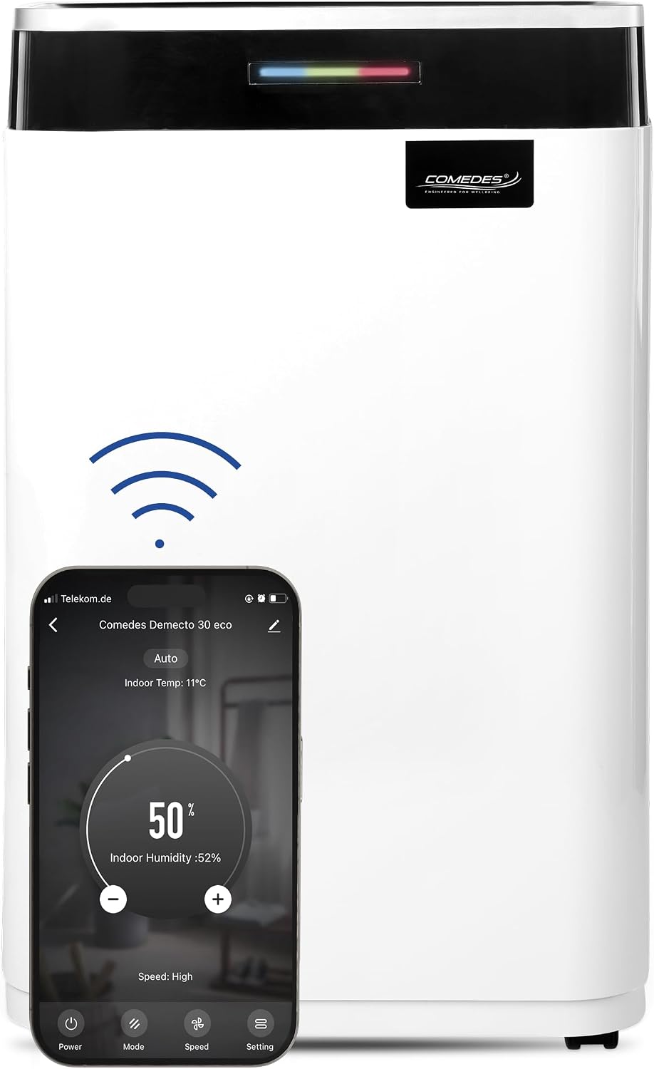 Comedes, Deumidificatore, 25 litri, 100 m, 230 m, Bianco, Wi-Fi, timer