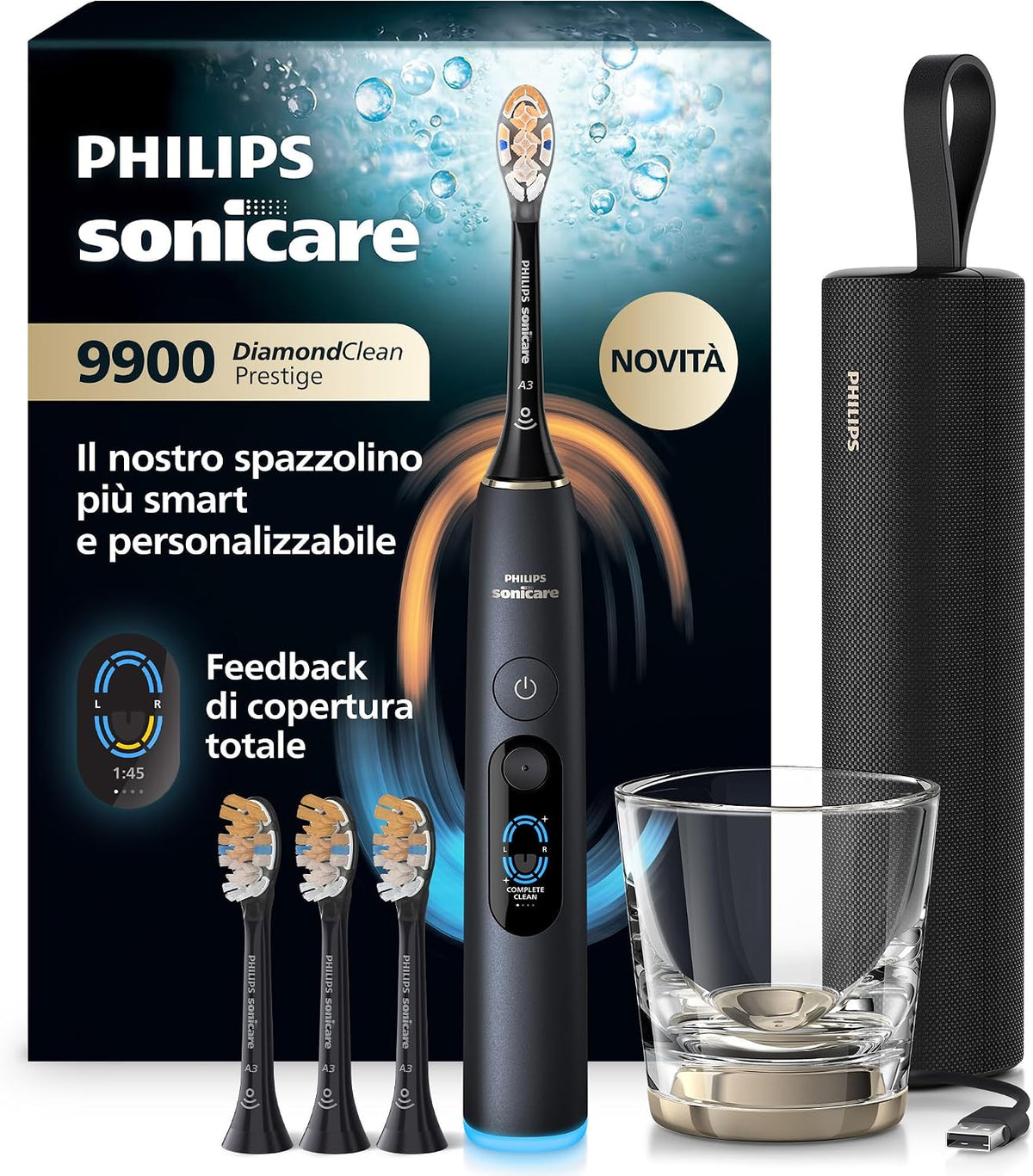 Spazzolini a tecnologia sonica, HX9815/92, PHILIPS, Nero
