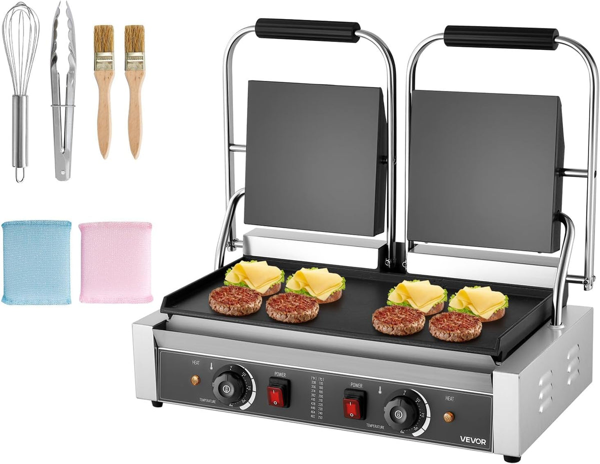 VEVOR, Piastre, 48,5x23 cm, 3600 W, 50 °C, Argento, acciaio inox, funzione grill