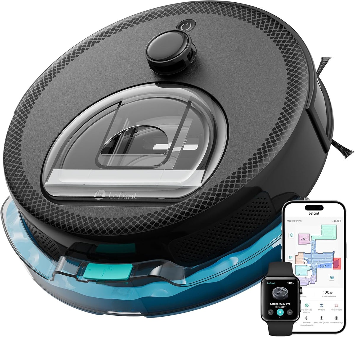 Robot aspirapolvere, M330, Lefant, 200 ml, Nero, Wi-Fi