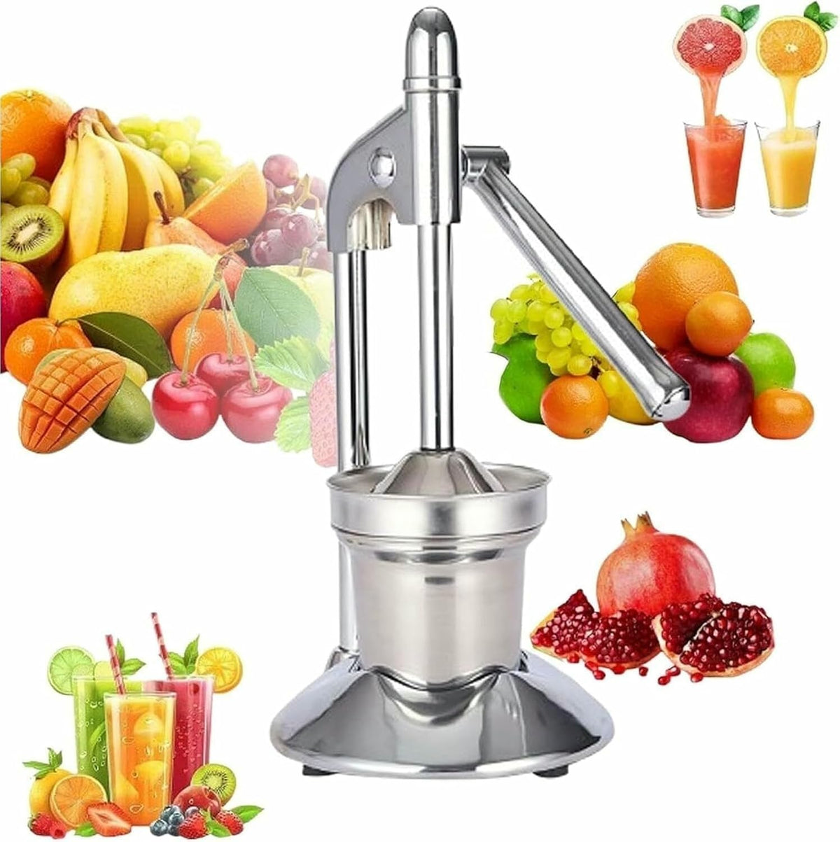 Spremiagrumi manuale, 36 x 13 x 18,5 cm, 1400 g, Argento, acciaio inox