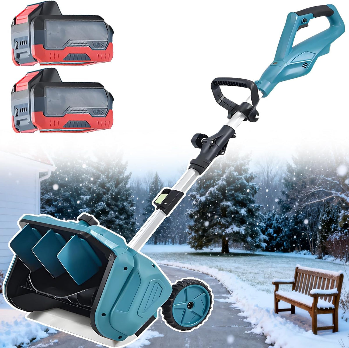 Pale da neve, 40,7 cm, 20 cm, 1000 W, Nero, funzionamento senza fili