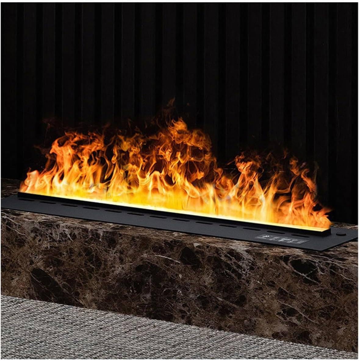 ZHLINGQ, Camino elettrico, 70 x 24 x 16 cm, 3 cm, 70 cm, Argento, acciaio inox, illuminazione LED, telecomando