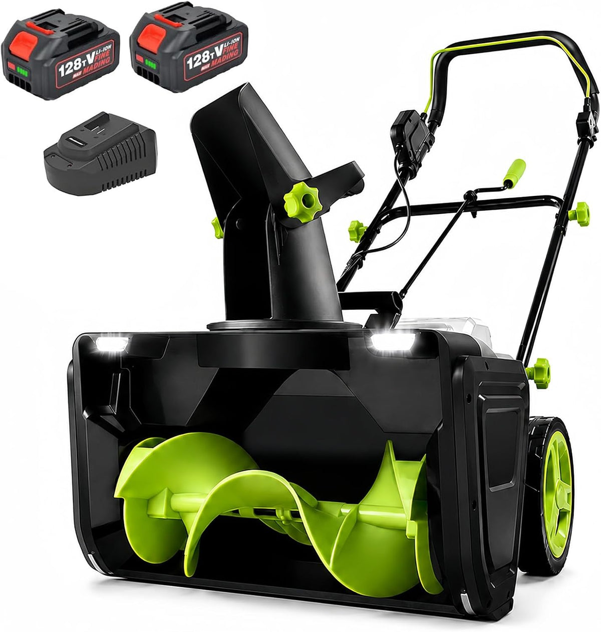 SHUMIAO, Frese da neve, 40 V, 50 cm, 25 cm, Nero, illuminazione LED, funzionamento senza fili
