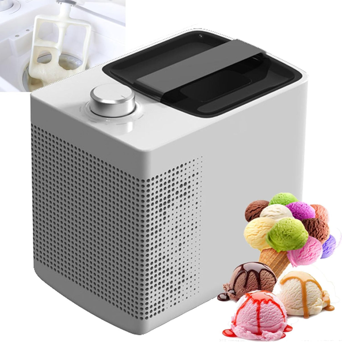 HDaspijh, Gelatiera, 110 V, 60 W, 500 ml, Grigio, timer