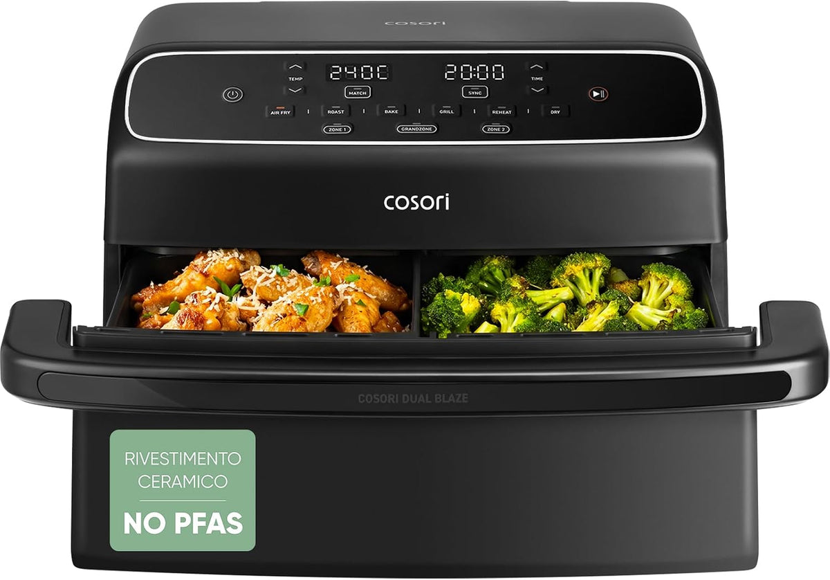 Cosori, Friggitrice ad aria, 8,6 Litri, 1,1 kg, Nero, Airfryer, 6 funzioni
