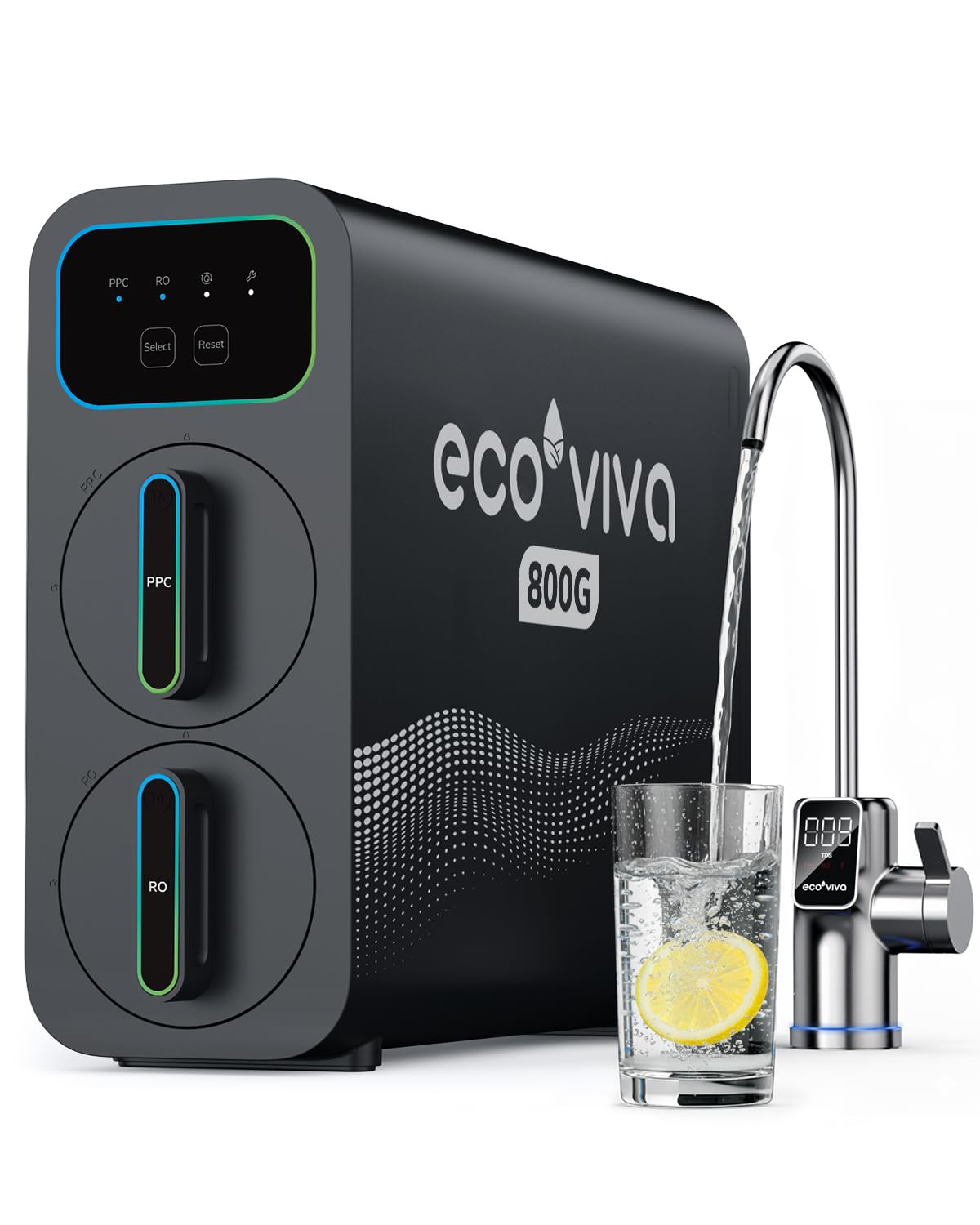 ecoviva water, Elettrodomestici per la cucina, 800GPD, Nero