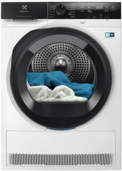 Electrolux, Asciugatrice, EW7H48GY, 8 kg, 118 L, 63 dB, Nero/Bianco, acciaio inox, Wi-Fi, motore inverter, pompa di calore