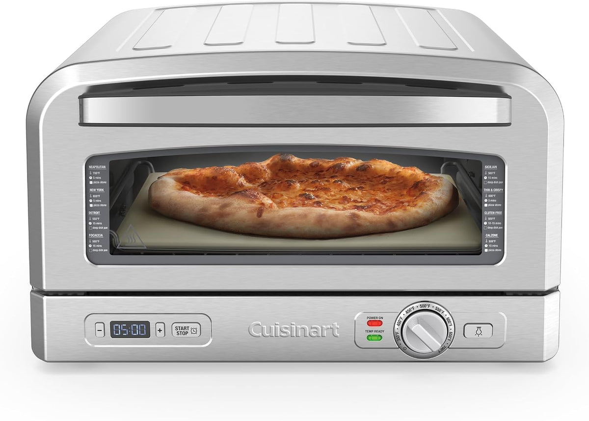 CUISINART, Forno per pizza, 400°C, 12 pollici, Nero/Argento, struttura pieghevole, timer