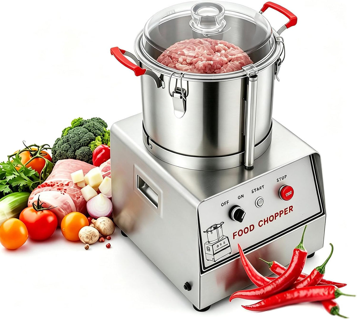 SOTIKARERY, Robot da cucina, 1400 W, 5 L, 1400 giri/min, Argento, acciaio inox