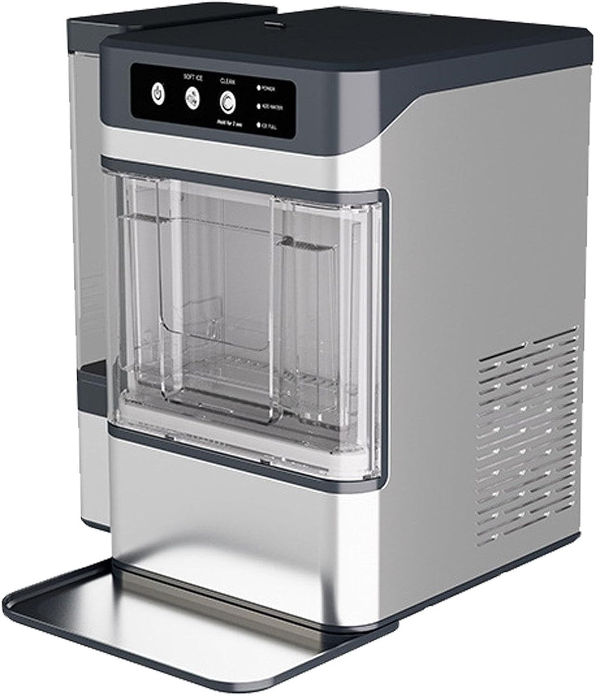 PweKzxt, Macchina per cubetti di ghiaccio, 17 kg, 3 L, 470 mm, Argento, acciaio inox, autopulizia