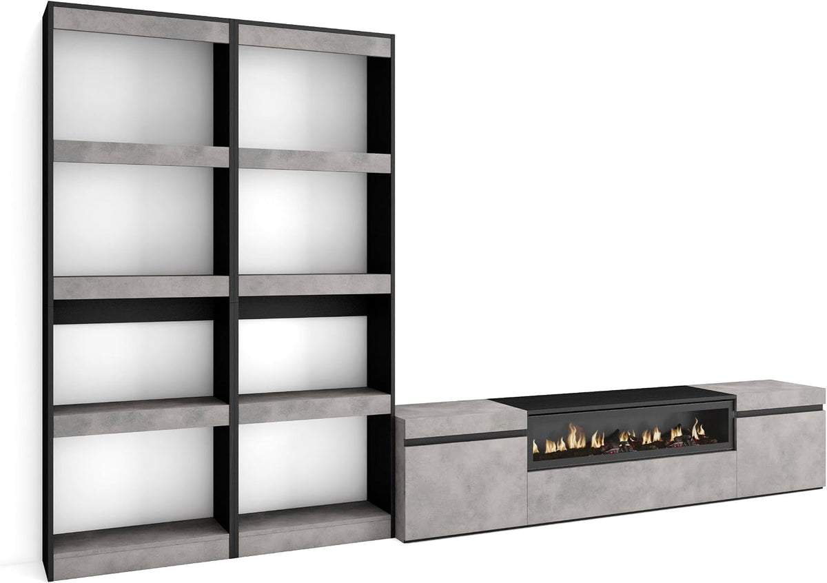 Skraut Home, Pareti attrezzate, 102 cm, 21 cm, 34 w, Nero, illuminazione LED, telecomando