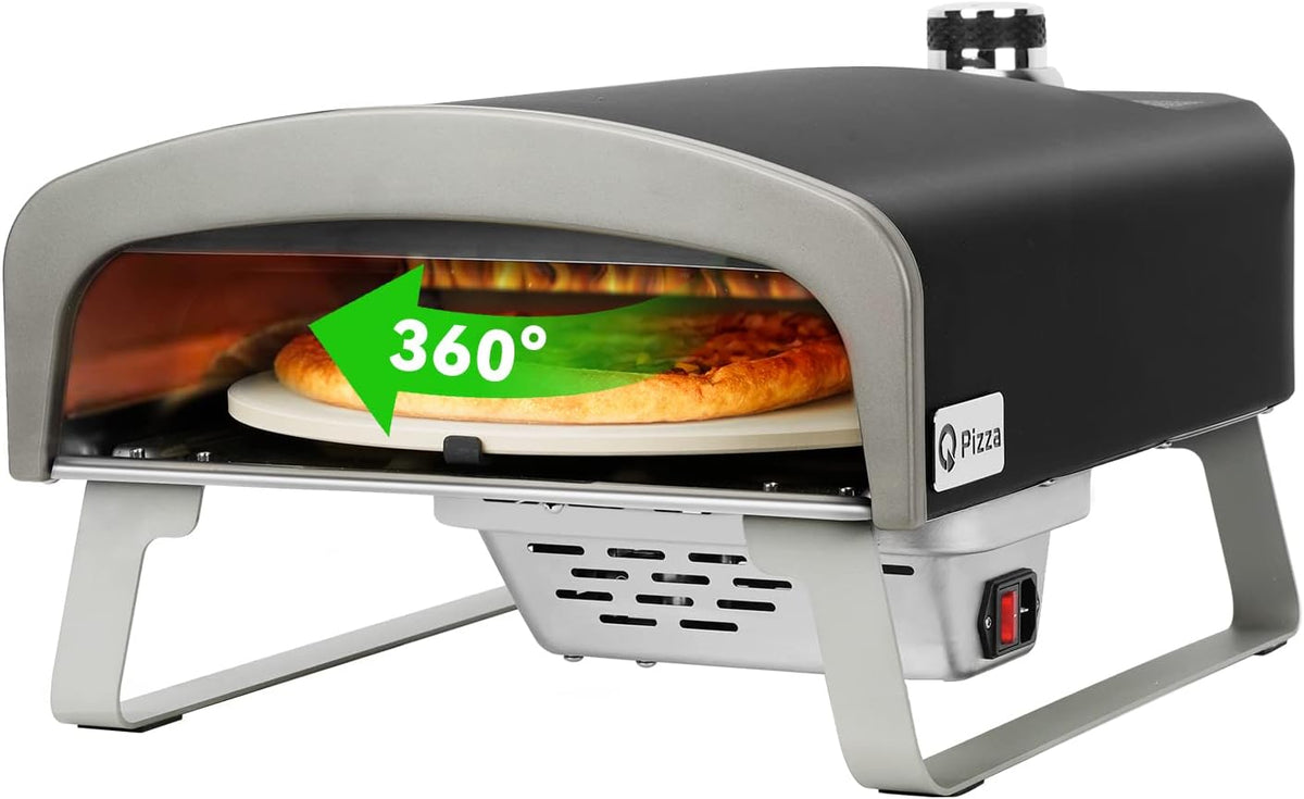 Q Pizza, Forno per pizza, PS102, 62,2 x 38,1 x 25,4 cm, 33 cm, 15 kg, Nero/Argento