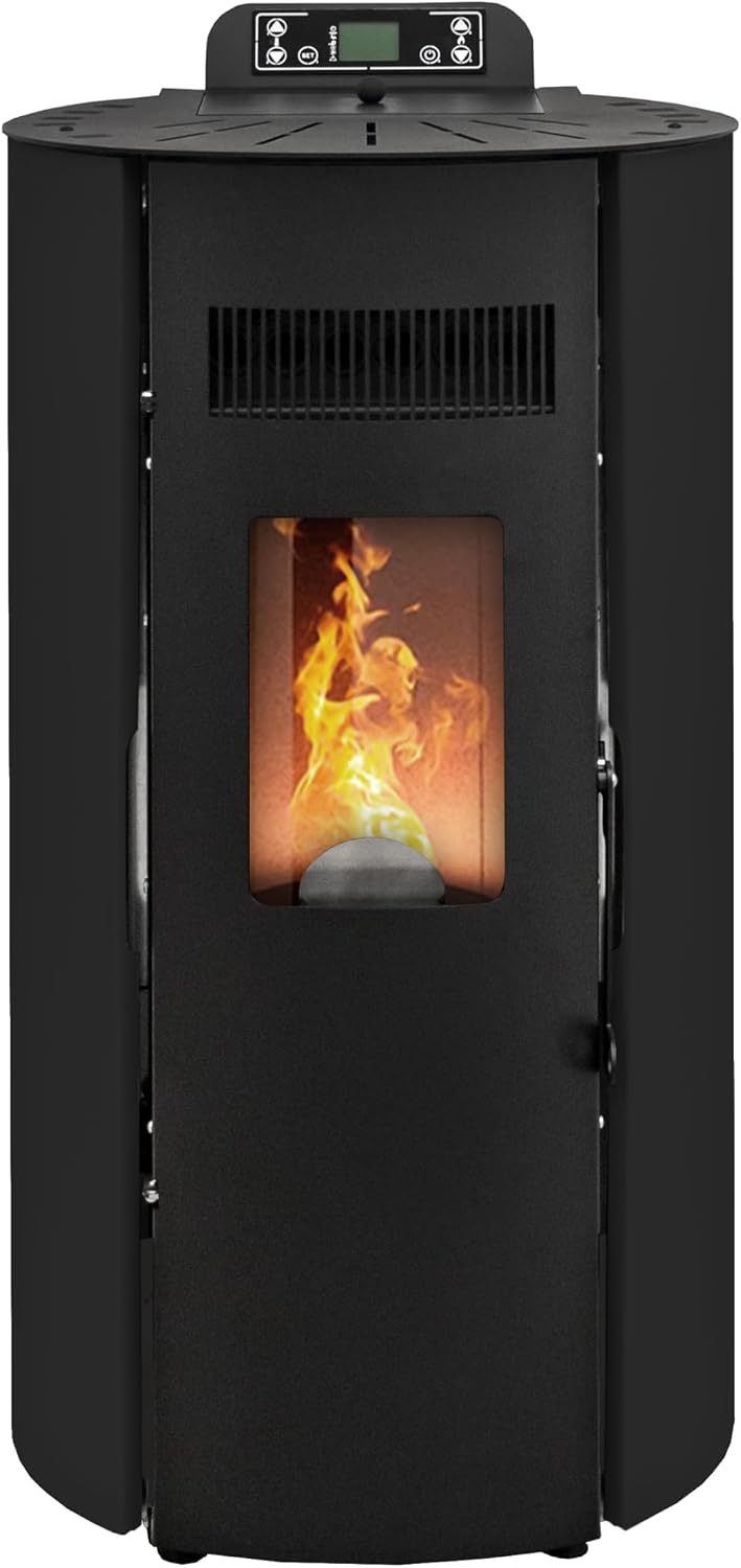 STUFE A PELLET ITALIA, Impianti di riscaldamento a pellet, 9 kW, 80 m, 85 kg, Nero, Wi-Fi, telecomando