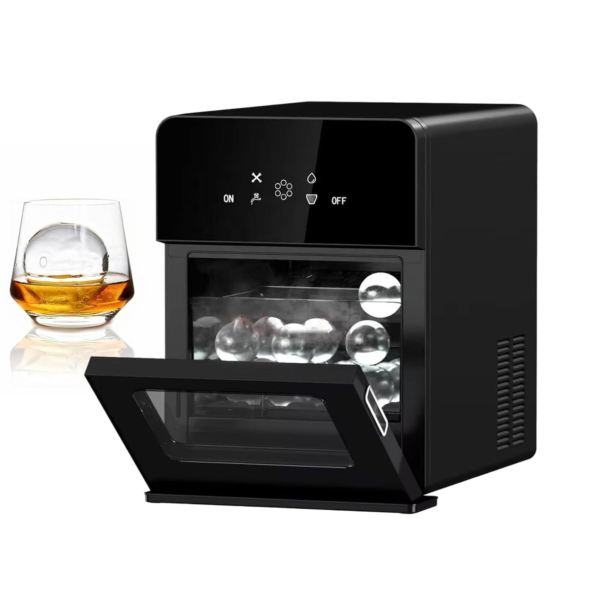 KAIKAFEI, Macchina per cubetti di ghiaccio, 1.7 L, 5 cm, 45,5 x 32 x 45,5 cm, Nero