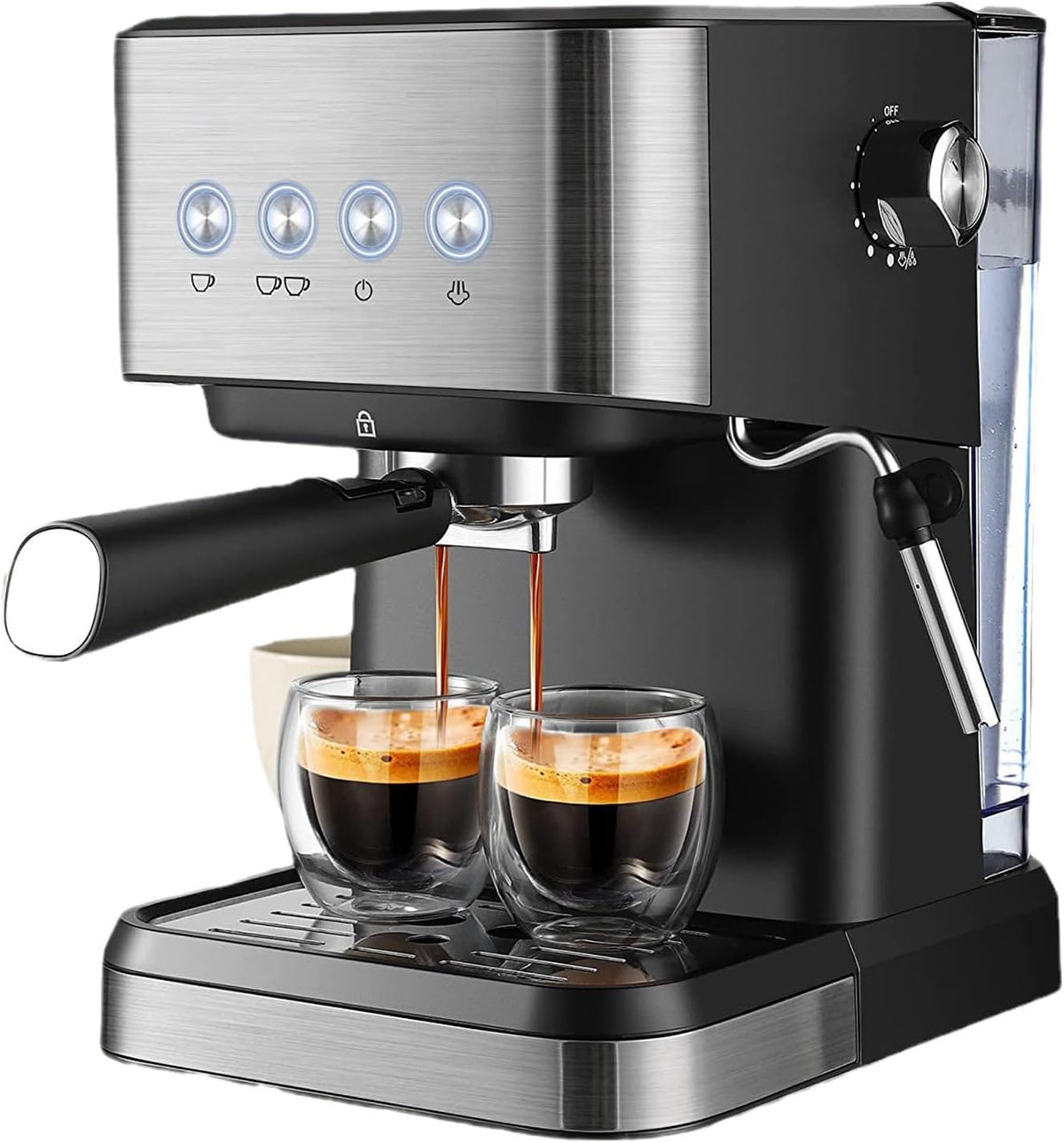 Macchina da caffè, 1050 W, 1,5 l, 18,5 x 28 x 26,4 cm, Nero/Argento