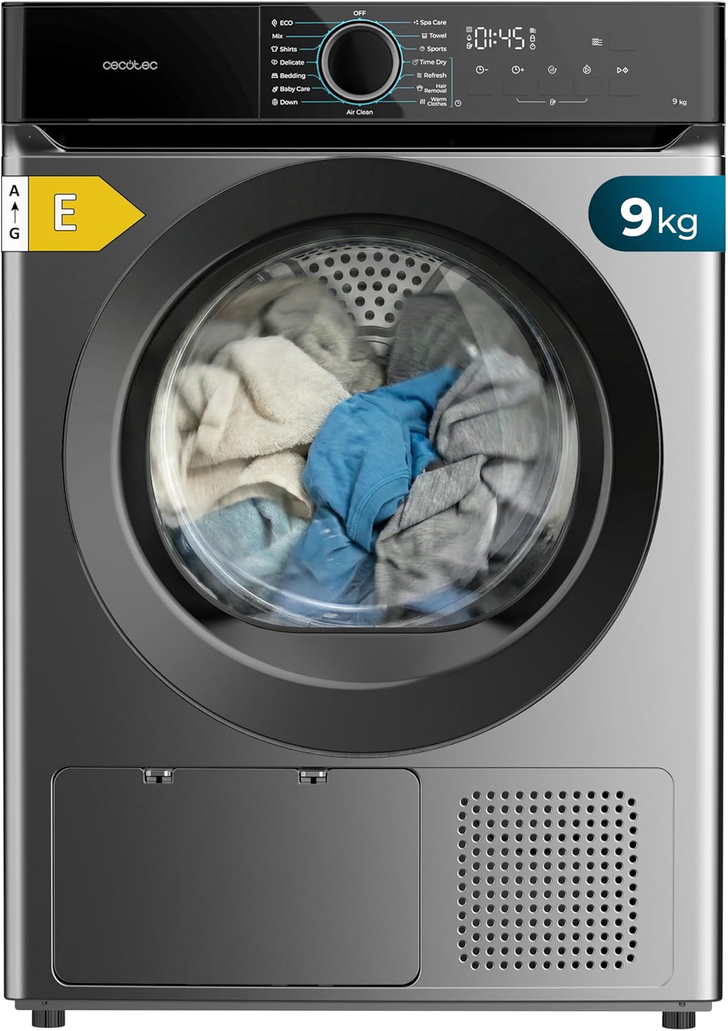 Cecotec, Asciugatrice, 9 Kg, 650 W, Bianco, pompa di calore