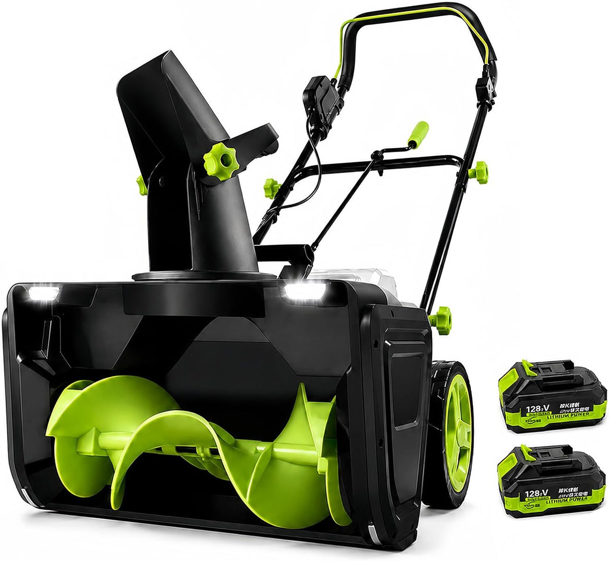 SHUMIAO, Frese da neve, 40 V, 4,0 Ah, 7,6 m, Nero, illuminazione LED, funzionamento senza fili