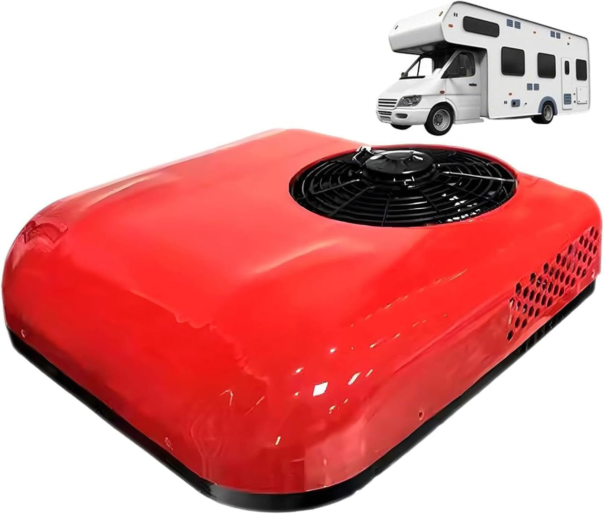 LHUITUI, Condizionatore, 12 V, 68,5 × 68 × 14,5 cm, 2200 W, Rosso, telecomando, motore inverter