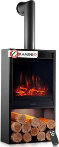 Camino elettrico, KAMINIO, 10 dB, 0,9 kW, 30 m, Nero, illuminazione LED, telecomando, protezione dal surriscaldamento