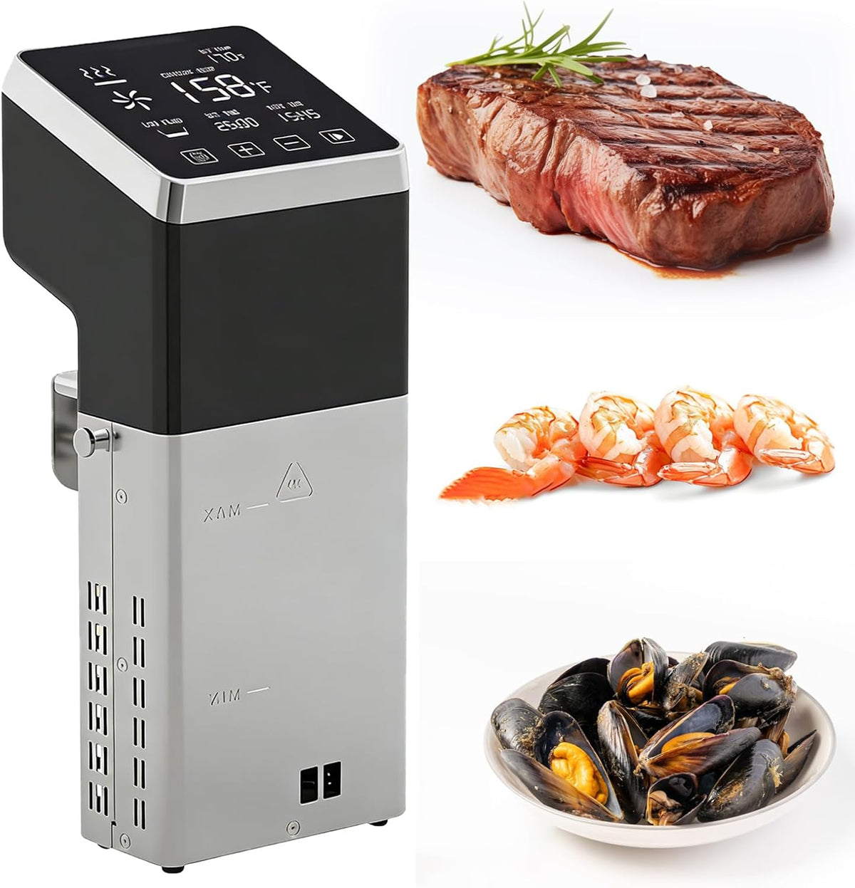 ORIDLECTAL, Macchine per cottura a bagnomaria, IPX7, 1600 W, 0,1 °C, 70 litri, Nero, acciaio inox, illuminazione LED